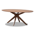 Baxton Studio Monte Mid-Century Modern Walnut Brown Finished Wood 71-Inch Oval Dining Table 180-11187-Zoro